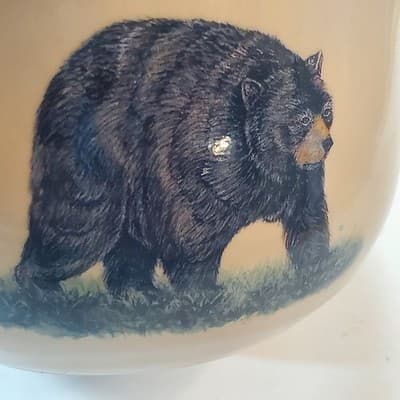 Vtg 2003 Home & Garden Party Ltd Stoneware Soup Cereal Bowl Sponge Bear Design - Thumbnail 2