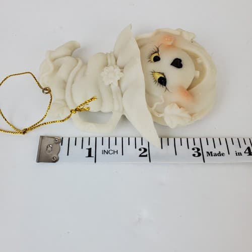 4 Vtg Witch Broom Scarecrow Pumpkin Ceramic Resin Halloween Ornaments Off White - Thumbnail 9