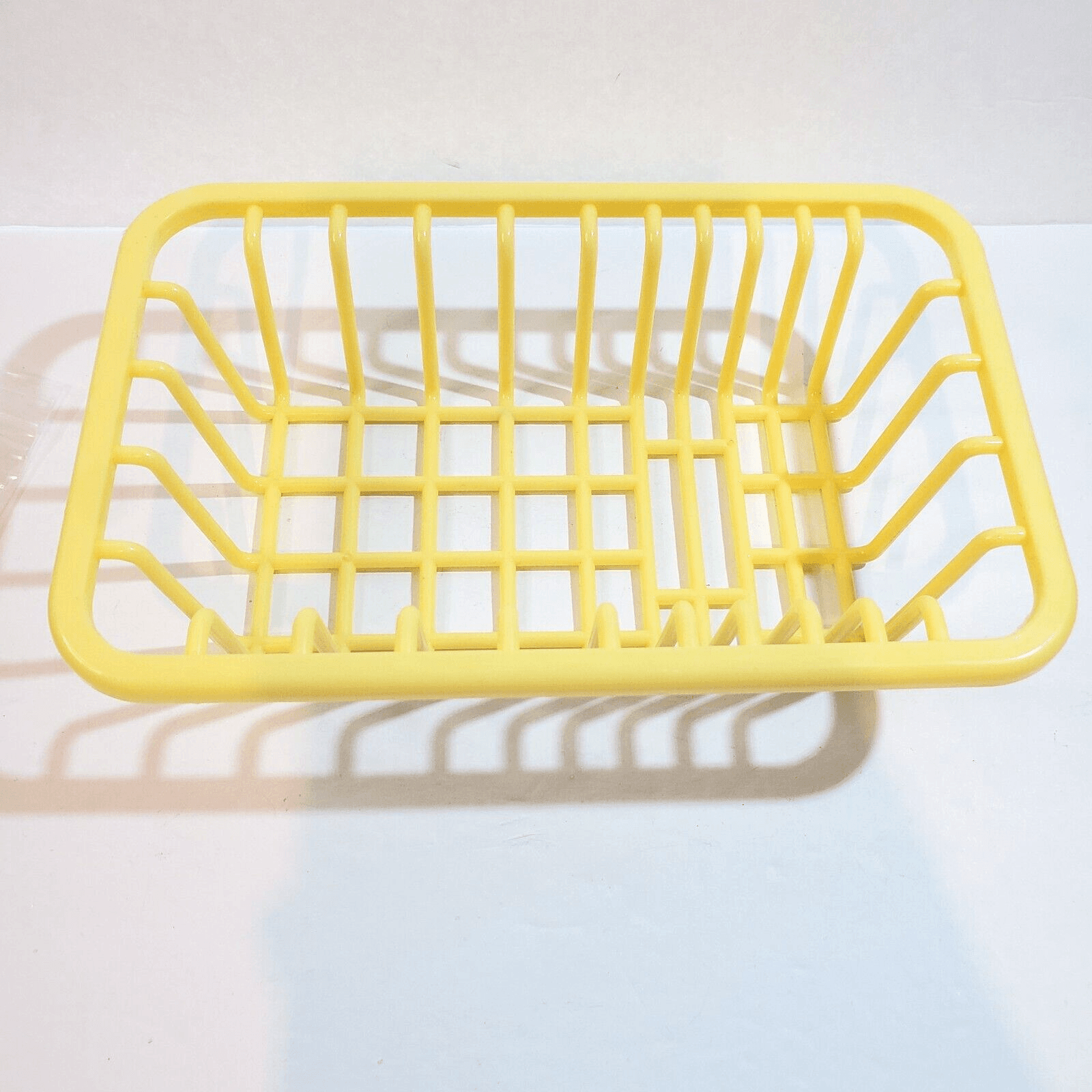 Vintage Greenbrier Intl Doll Toy Dish Drainer Yellow Plastic 4.5 in x 7 in