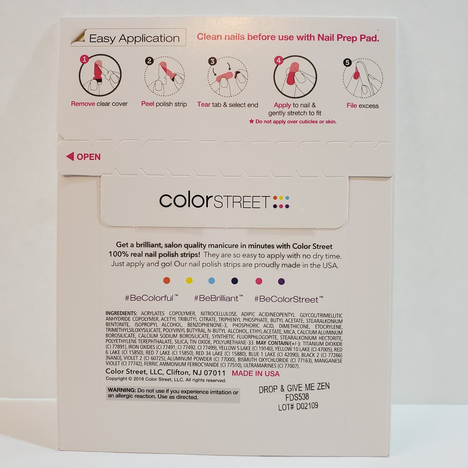 Color Street Nail Strips Drop and Give Me Zen 100% Real Nail Polish RETIRED NEW - Thumbnail 4