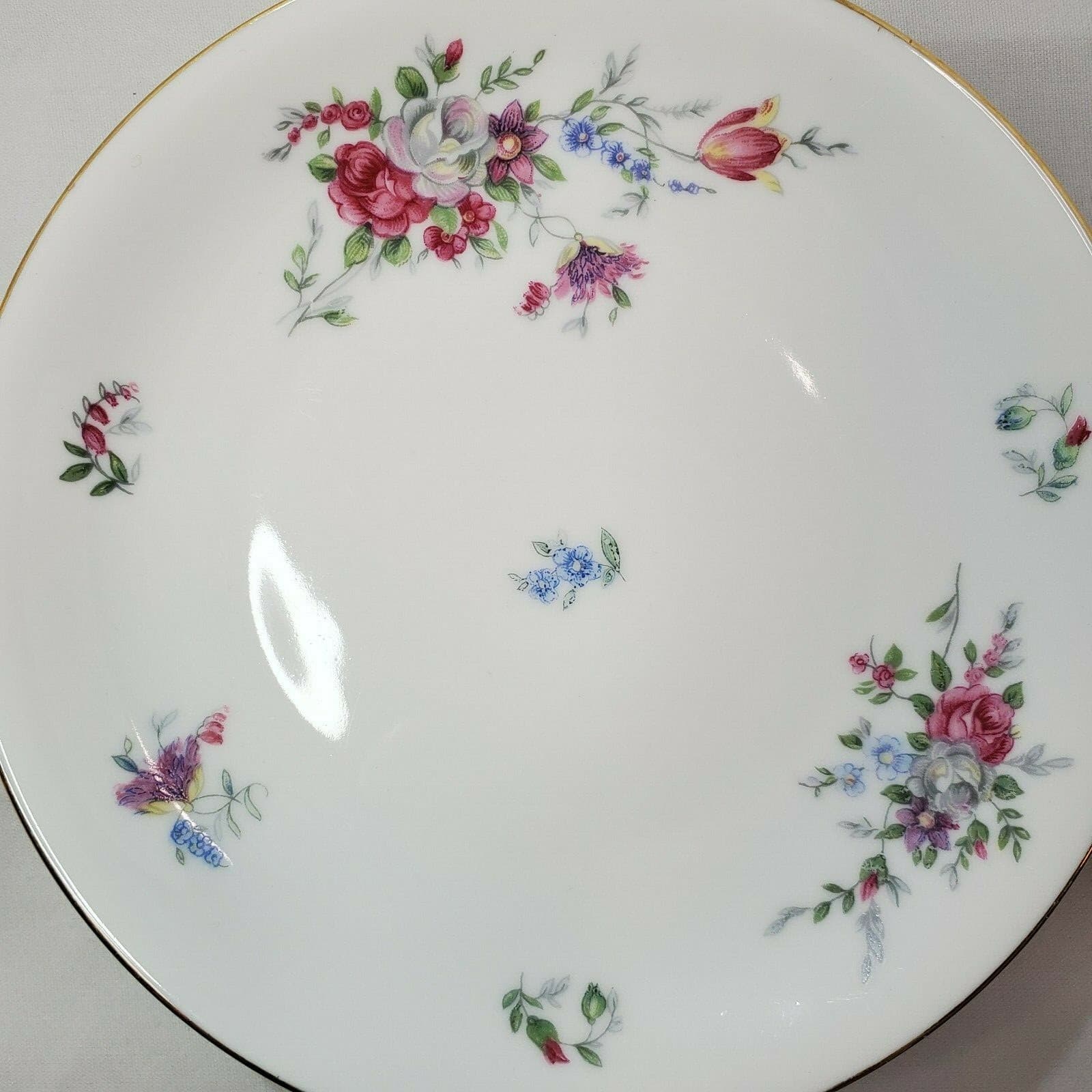 4 Vintage Royal Krister Germany KPM Dessert Plates Flowers With gold trim Floral - Thumbnail 5