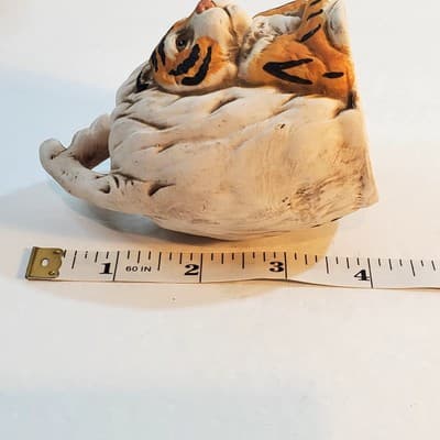Vintage UCTCI Japan 3D Bisque Pottery Bell Tiger In Haystack Hand Painted - Thumbnail 8