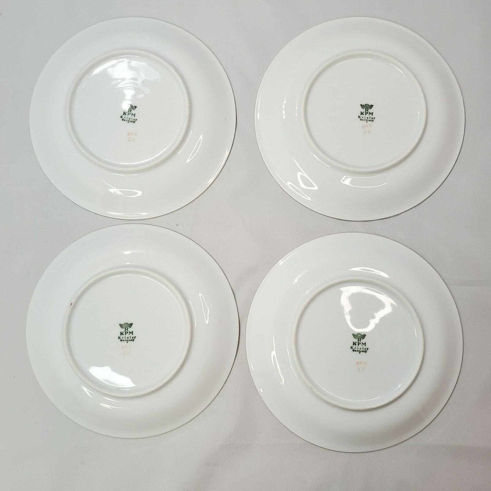 4 Vintage Royal Krister Germany KPM Dessert Plates Flowers With gold trim Floral - Thumbnail 4