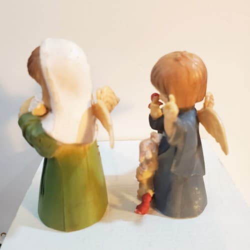 Vintage Plastic Angels with Birds Animals Bunnies Ornaments MCM 3" Tall - Thumbnail 4