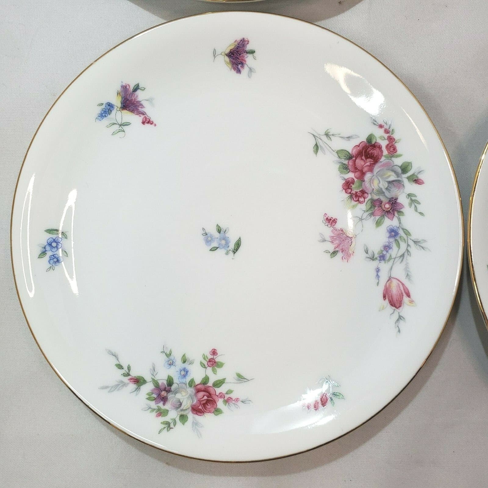 4 Vintage Royal Krister Germany KPM Dessert Plates Flowers With gold trim Floral - Thumbnail 2