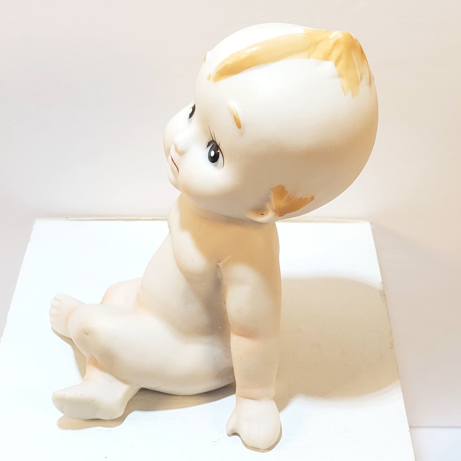 Vintage Kewpie Sitting Thinking Bisque Blue Wing Cherub Figurine Made In Japan - Thumbnail 4