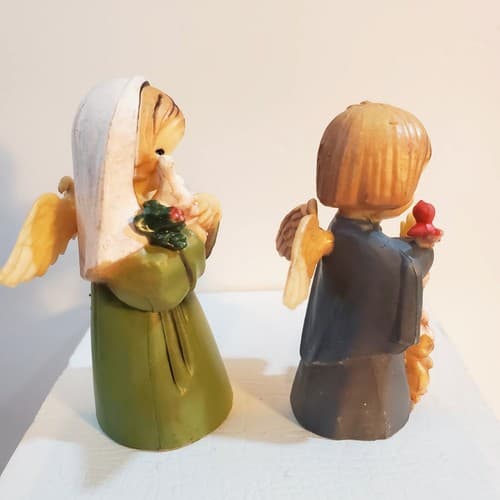 Vintage Plastic Angels with Birds Animals Bunnies Ornaments MCM 3" Tall - Thumbnail 2