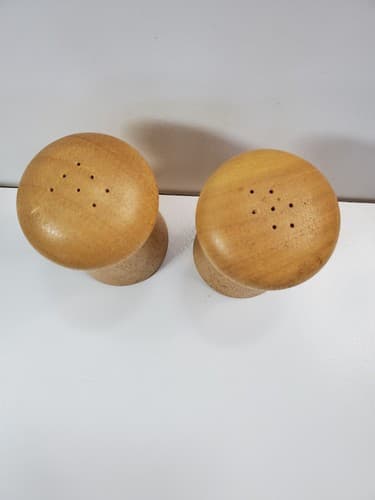Vintage Wood Wooden Salt & Pepper Shaker Set Mushroom Shape Danish Modern MCM - Thumbnail 8