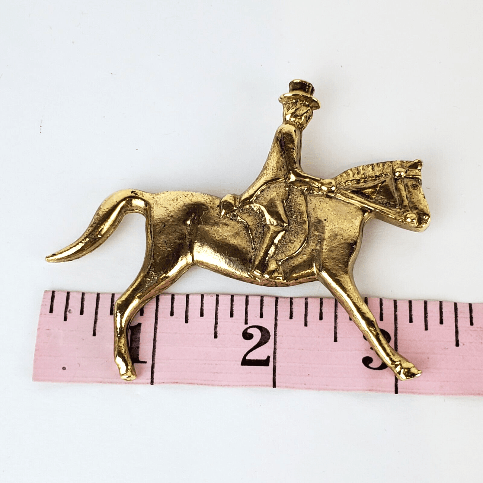 Vtg Goldtone Access English Pewter Equestrian Horse Rider Brooch Pin Gr. Britain - Thumbnail 4