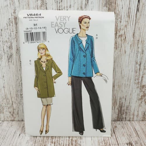 Very Easy Vogue V8464 Pants Skirt Blazer Jacket Pattern Size B5 8-10-12-14-16