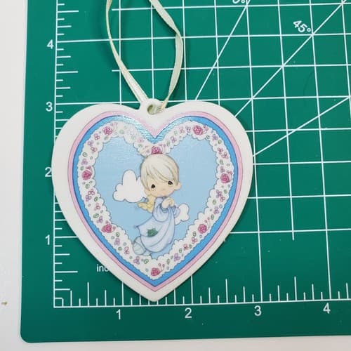 3 Vintage 1992 Precious Moments Christmas Ornaments Heart, Ball & Pop-up Present - Thumbnail 9