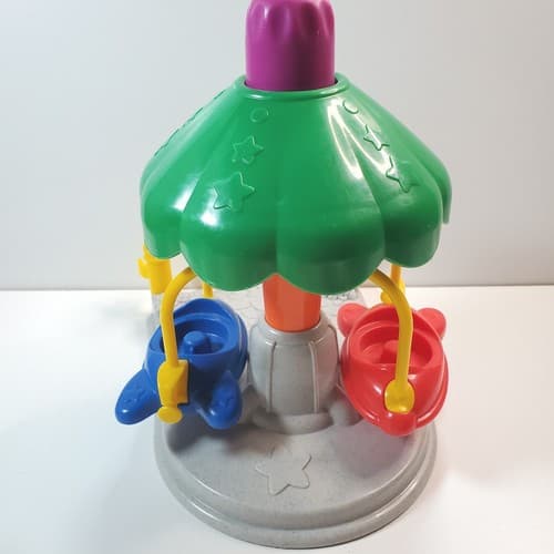 Little People Amusement Park Ride Airplane Rocket Ship Spins Mattel 2002 Plastic - Thumbnail 4