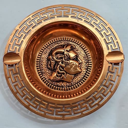 Vtg Greek Alexander the Great Collectable Ashtray Copper Metal Greece Grecian