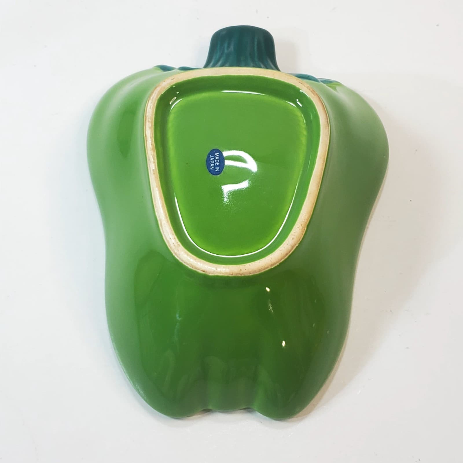 Vintage Green Pepper Shaped Ceramic Bowl Dish Vegetable Decor Made In Japan - Thumbnail 5