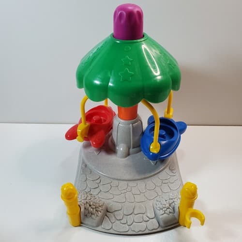 Little People Amusement Park Ride Airplane Rocket Ship Spins Mattel 2002 Plastic - Thumbnail 2