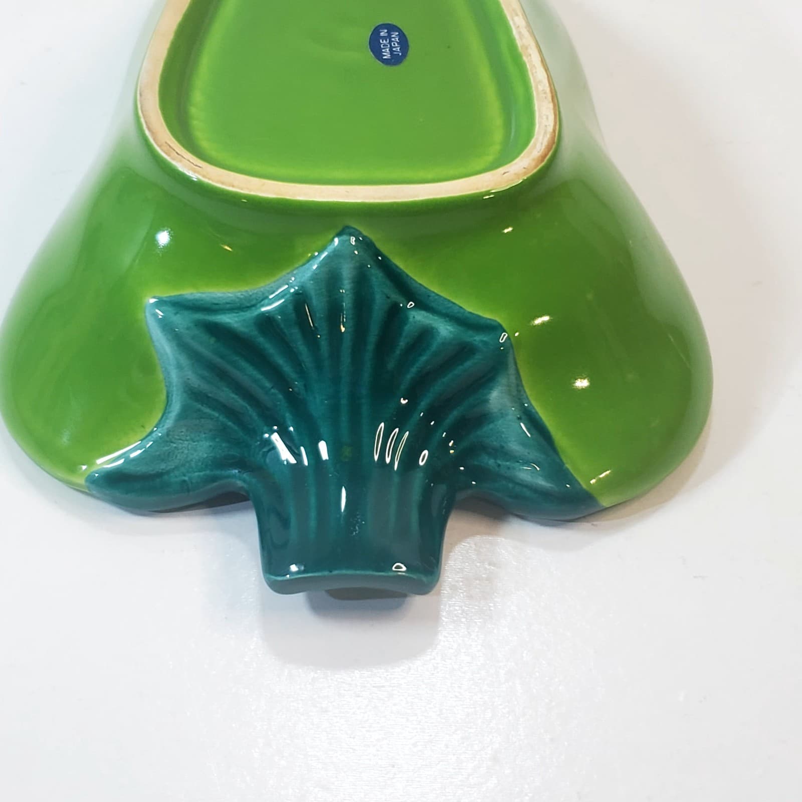 Vintage Green Pepper Shaped Ceramic Bowl Dish Vegetable Decor Made In Japan - Thumbnail 7