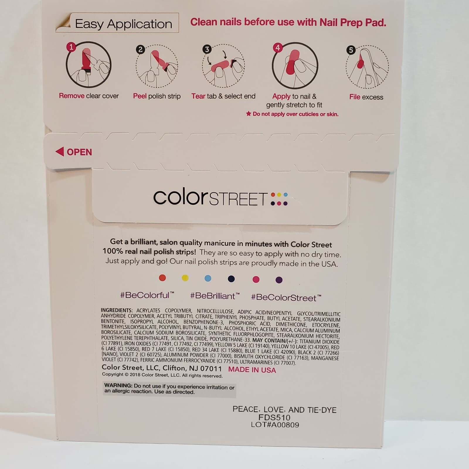 Color Street Nail Strips Peace Love and Tie Dye 100% Real Polish RETIRED NEW - Thumbnail 4