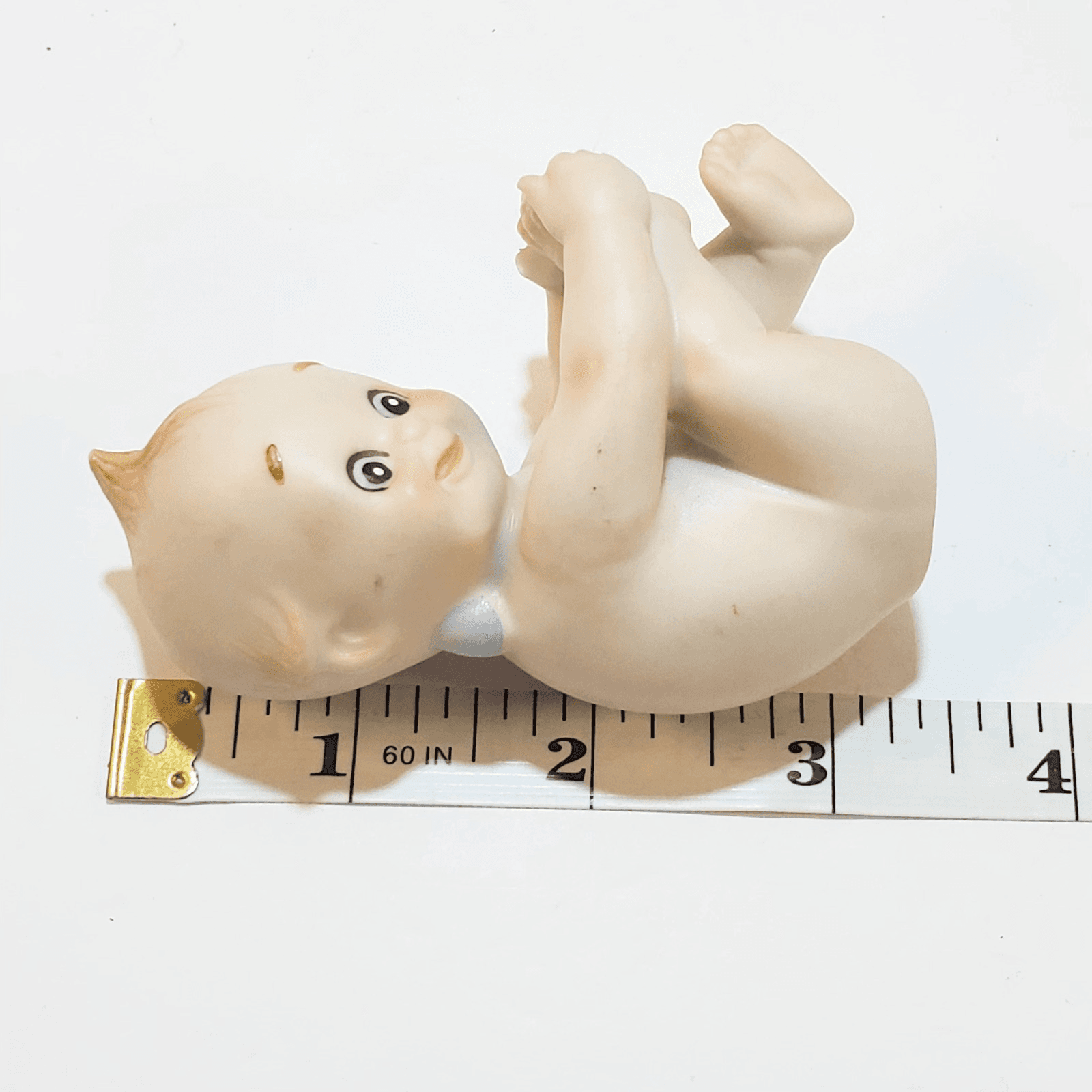 Vtg Kewpie Sitting Holding Foot Bisque Blue Wing Cherub Figurine Made In Japan - Thumbnail 6