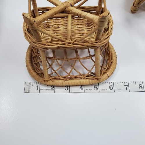 Vintage Doll Furniture Wicker Rattan Patio Set Sofa Chair (FLAW) Table Lot of 3 - Thumbnail 11