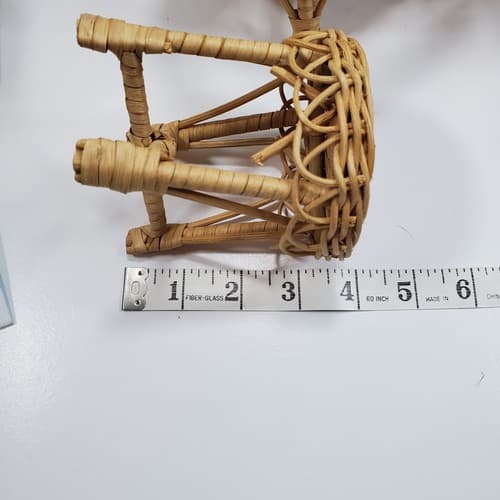 Vintage Doll Furniture Wicker Rattan Patio Set Sofa Chair (FLAW) Table Lot of 3 - Thumbnail 10