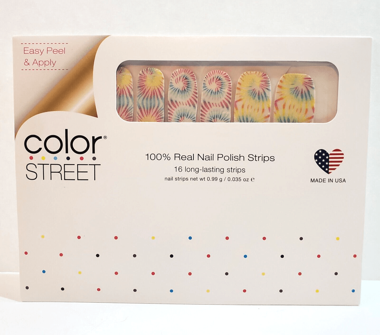 Color Street Nail Strips Peace Love and Tie Dye 100% Real Polish RETIRED NEW