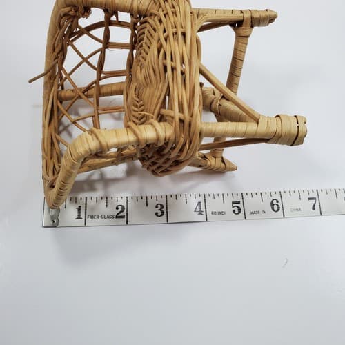Vintage Doll Furniture Wicker Rattan Patio Set Sofa Chair (FLAW) Table Lot of 3 - Thumbnail 15