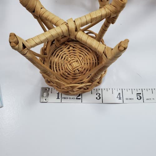 Vintage Doll Furniture Wicker Rattan Patio Set Sofa Chair (FLAW) Table Lot of 3 - Thumbnail 9