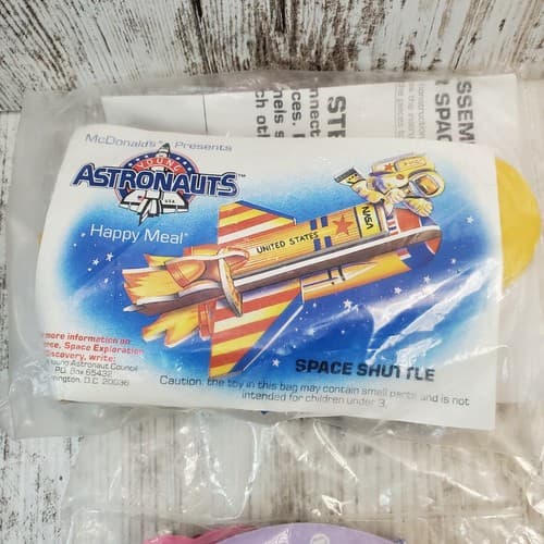 2 McDonalds 1991 Happy Meal Toy Young Astronauts Satellite Dish & Space Shuttle - Thumbnail 3