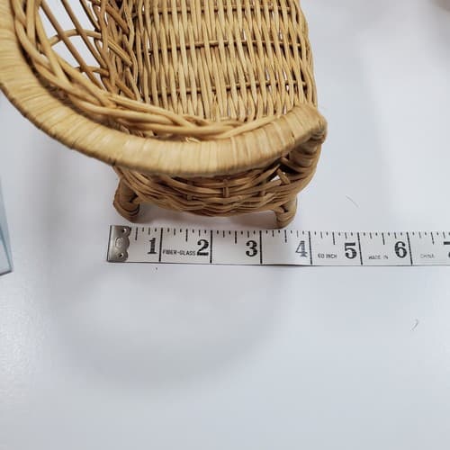Vintage Doll Furniture Wicker Rattan Patio Set Sofa Chair (FLAW) Table Lot of 3 - Thumbnail 12