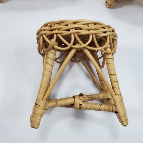 Vintage Doll Furniture Wicker Rattan Patio Set Sofa Chair (FLAW) Table Lot of 3 - Thumbnail 5