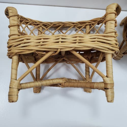 Vintage Doll Furniture Wicker Rattan Patio Set Sofa Chair (FLAW) Table Lot of 3 - Thumbnail 6