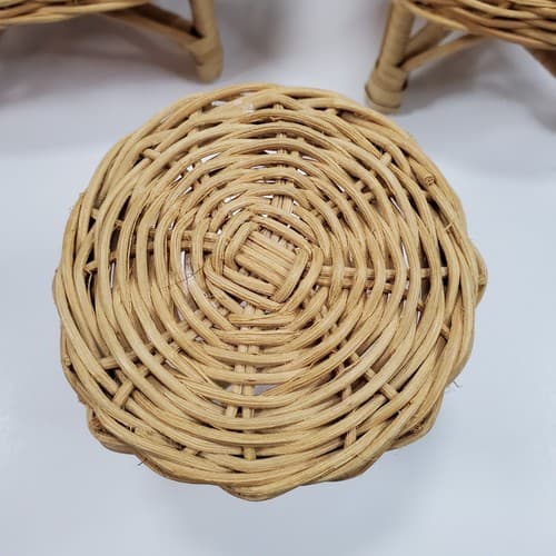 Vintage Doll Furniture Wicker Rattan Patio Set Sofa Chair (FLAW) Table Lot of 3 - Thumbnail 4
