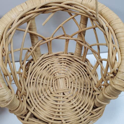 Vintage Doll Furniture Wicker Rattan Patio Set Sofa Chair (FLAW) Table Lot of 3 - Thumbnail 3
