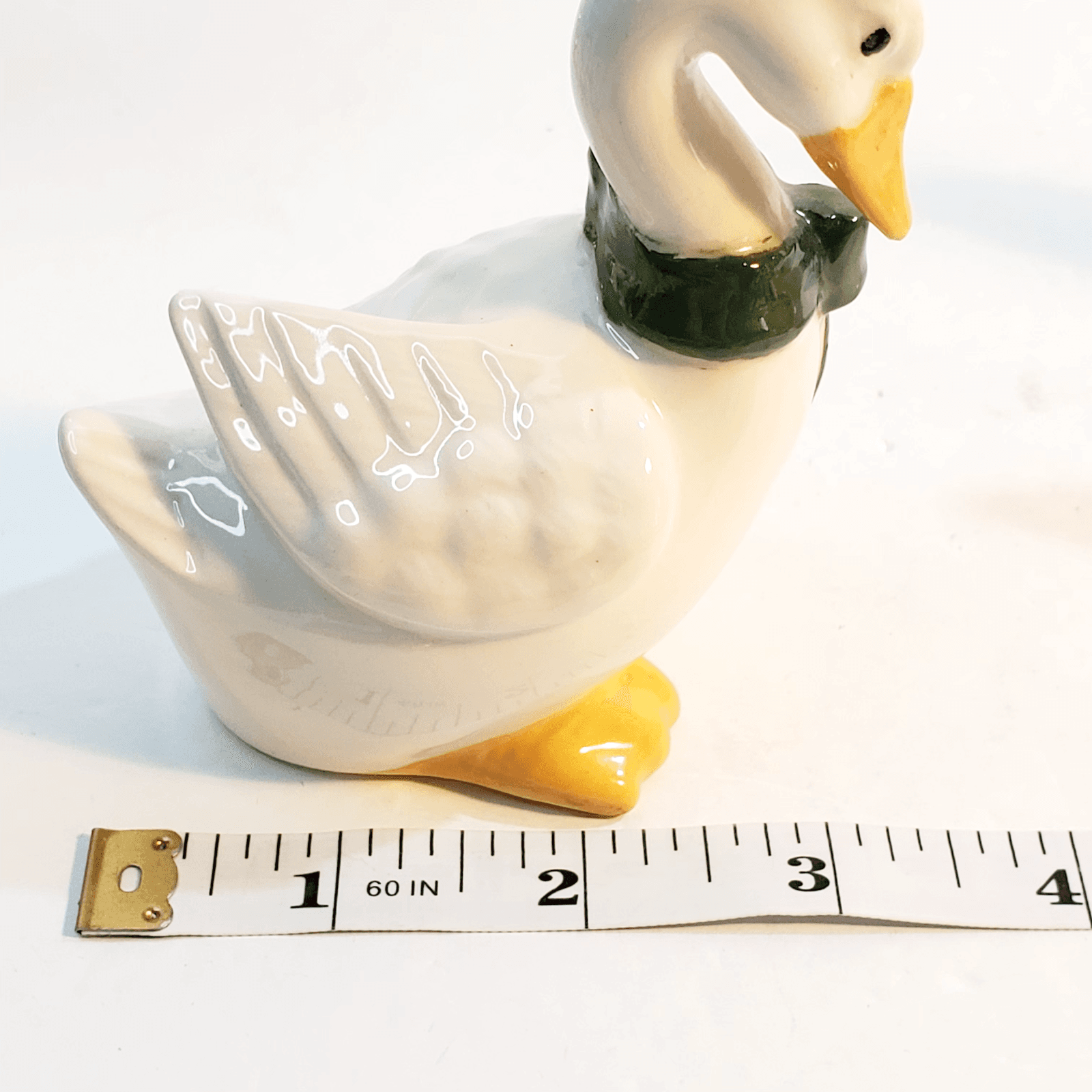 Vtg Sittre Ceramics Set of 2 White Duck Goose Holly Ribbon Christmas Figurines - Thumbnail 3