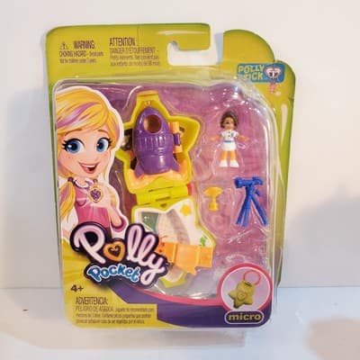 Polly Pocket Doll Astronaut Micro Compact Playset w/ Polly Stick Complete