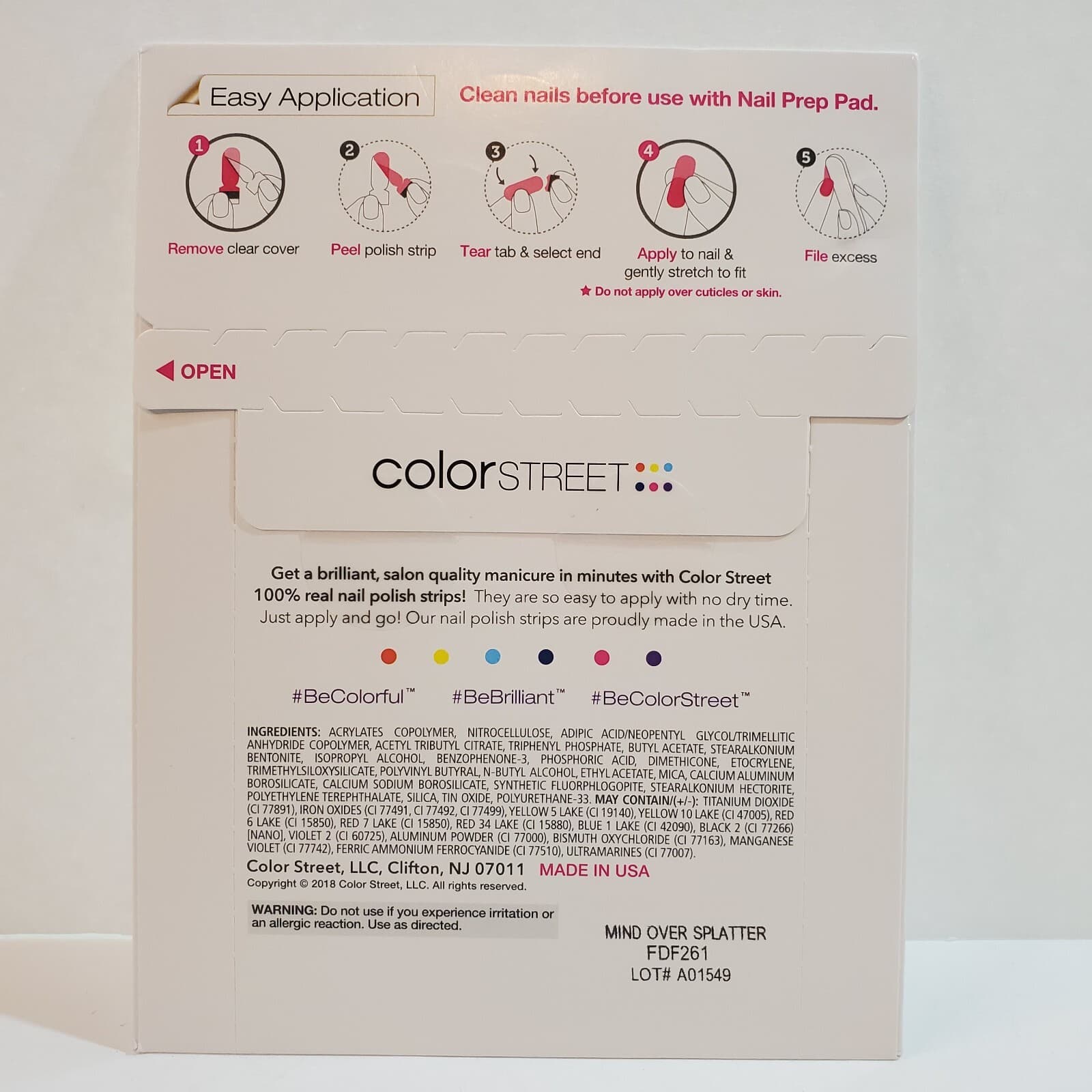 Color Street Nail Strips Mind Over Splatter 100% Real Nail Polish RETIRED NEW - Thumbnail 4