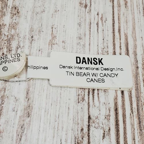 Dansk Painted Metal Lady Girl Santa Bear Ornament Stocking Candy Canes Scarf Hat - Thumbnail 3