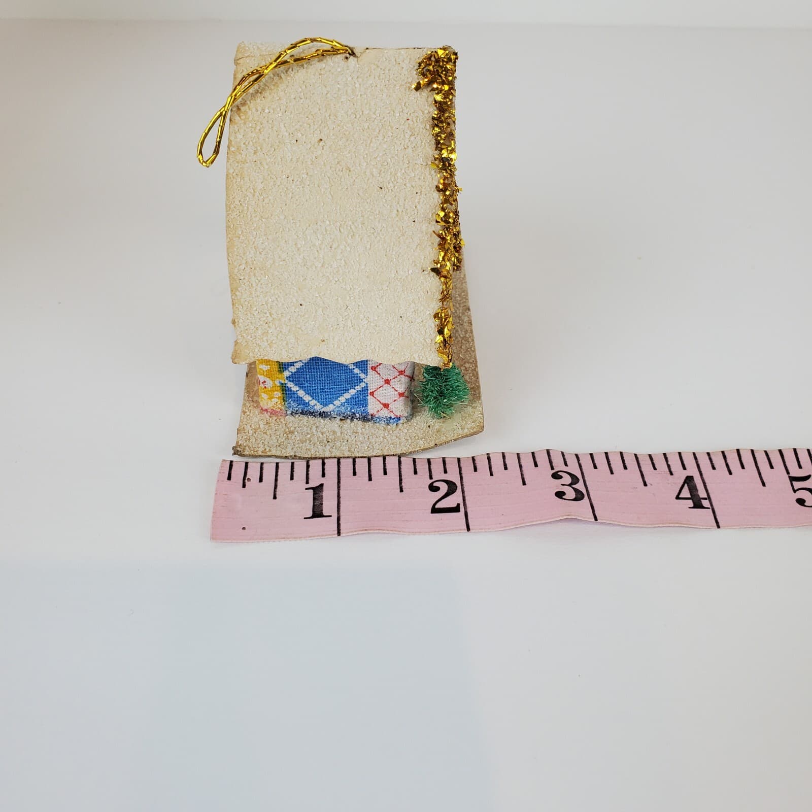Vintage Putz Style Christmas House Colorful Tree Ornament Gold Garland Trim - Thumbnail 8