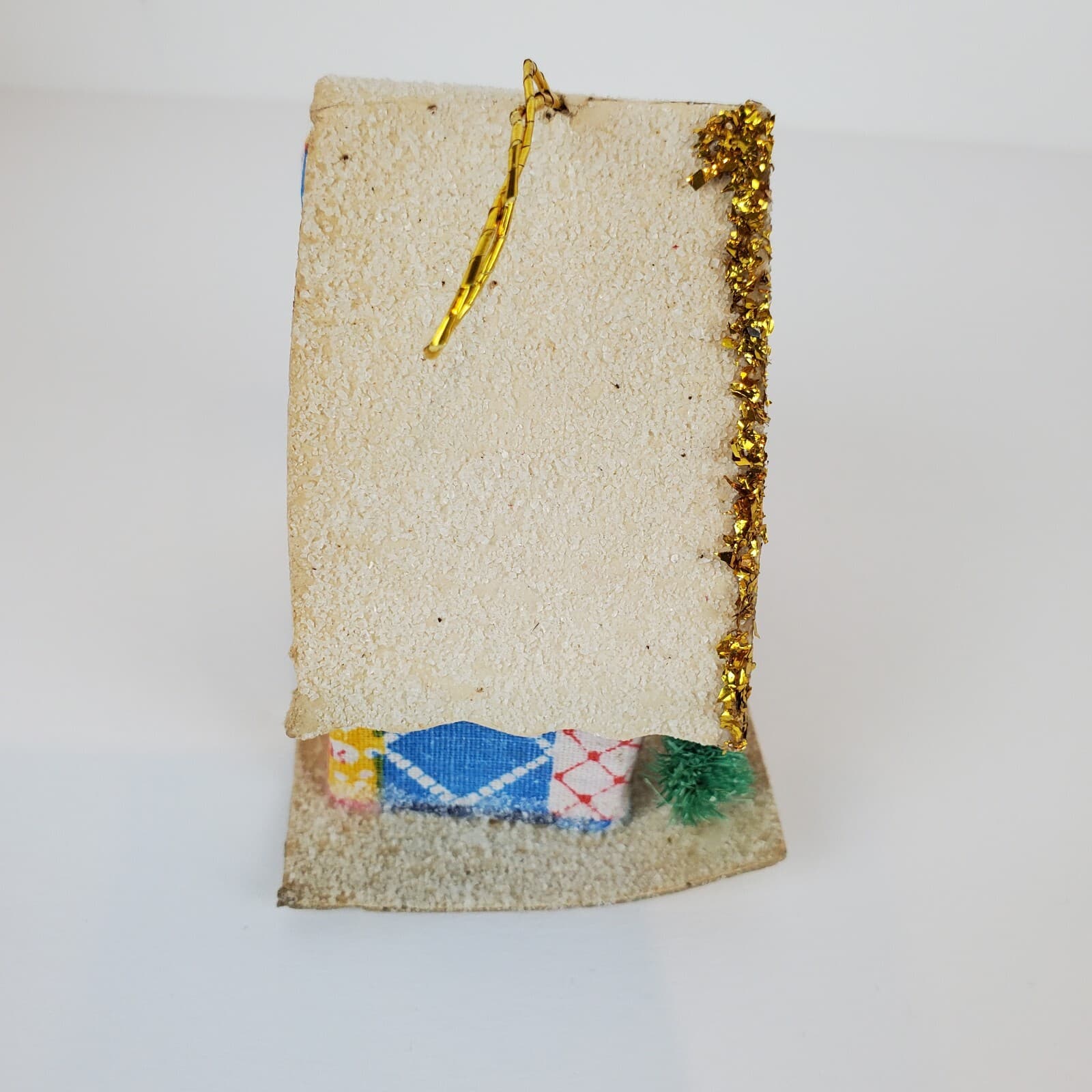Vintage Putz Style Christmas House Colorful Tree Ornament Gold Garland Trim - Thumbnail 2