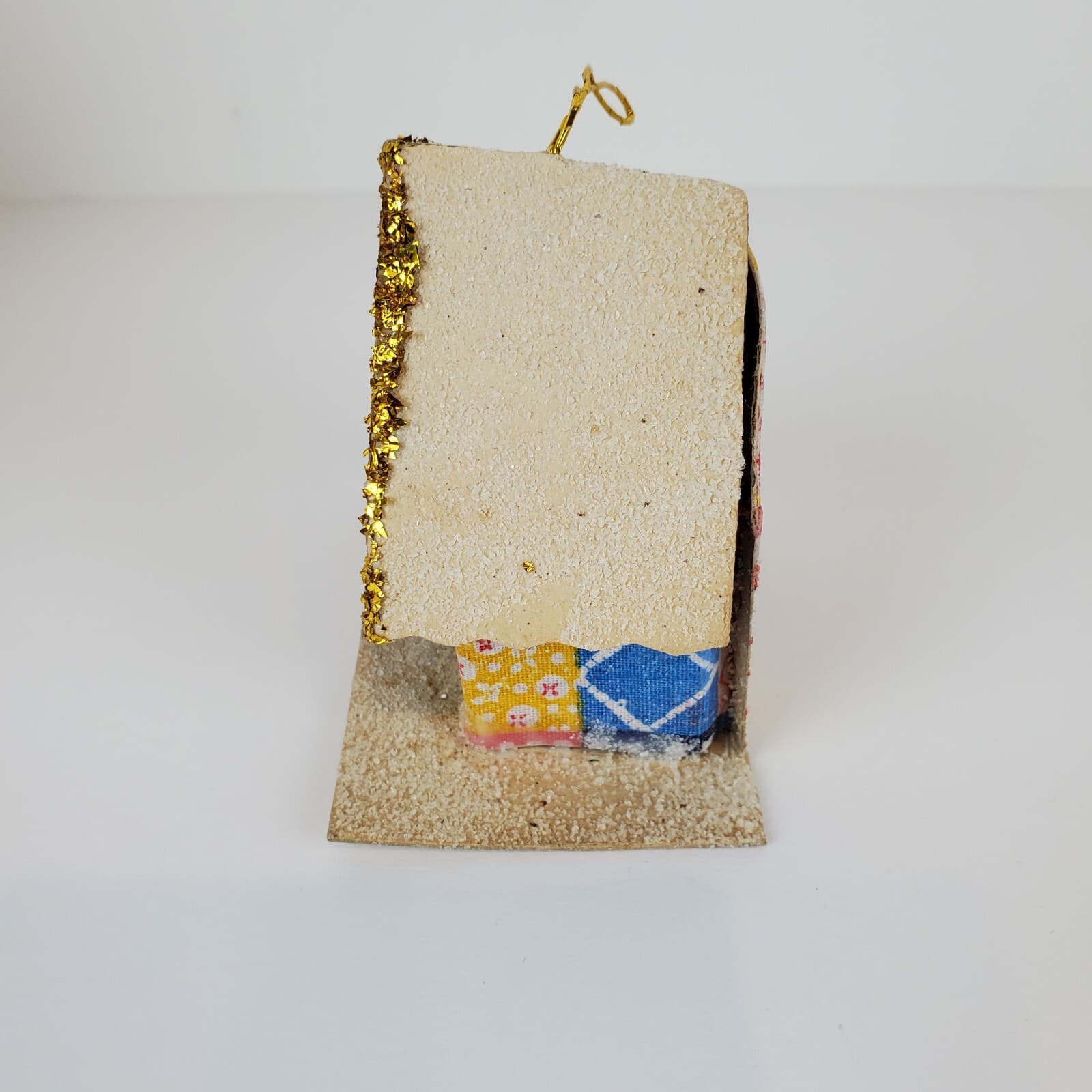Vintage Putz Style Christmas House Colorful Tree Ornament Gold Garland Trim - Thumbnail 4