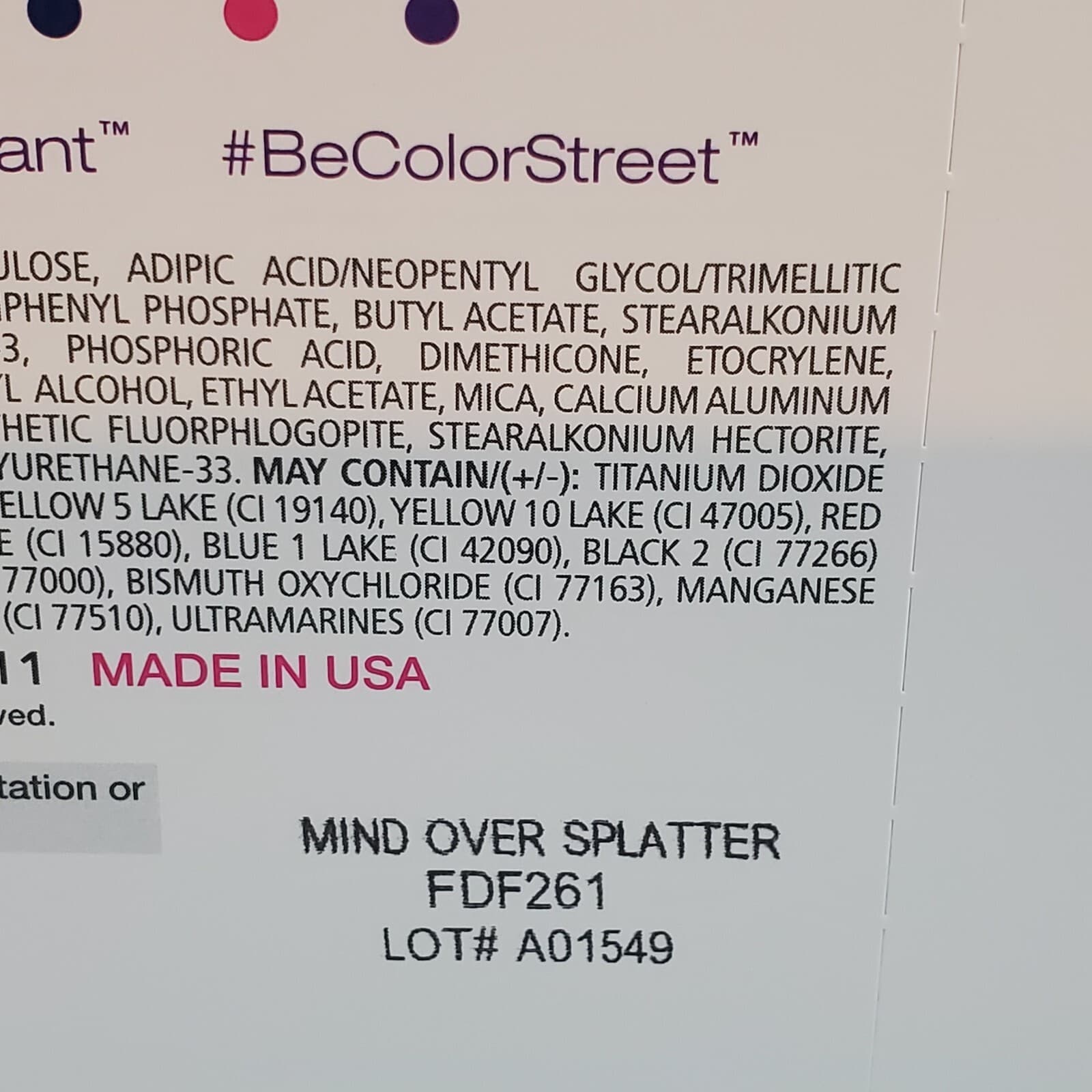 Color Street Nail Strips Mind Over Splatter 100% Real Nail Polish RETIRED NEW - Thumbnail 3