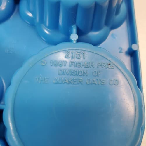 Vintage 1987 Fisher Price Fun With Food Blue Ribbed Cupcake Tray - Thumbnail 5
