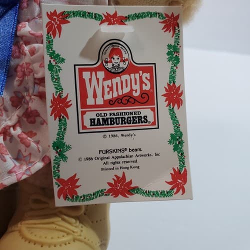Vintage 1986 Wendy’s Furskins Bear Hattie Appalachian Artworks 7” with Tags - Thumbnail 3