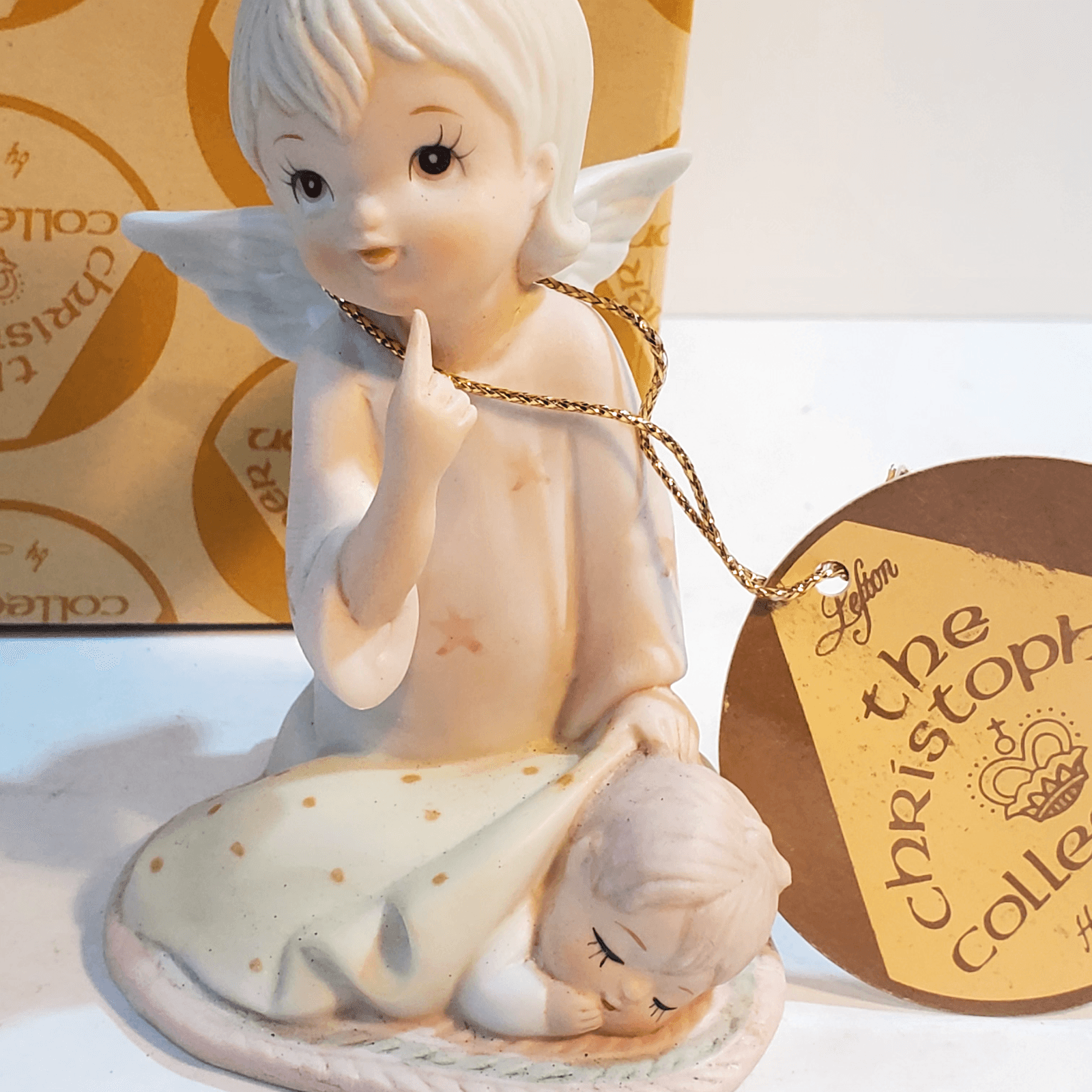 Vintage 1983 Lefton Christopher Collection Porcelain Angel w/ Baby Figurine - Thumbnail 2