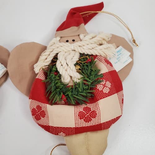4 Delton Products Fabric Santa Gingerbread Christmas Ornament Made in Philippnes - Thumbnail 4