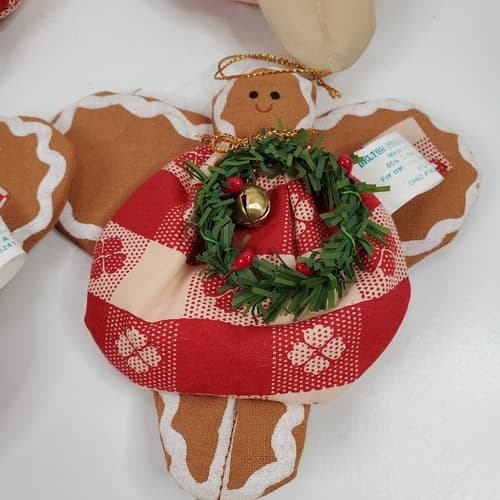 4 Delton Products Fabric Santa Gingerbread Christmas Ornament Made in Philippnes - Thumbnail 3