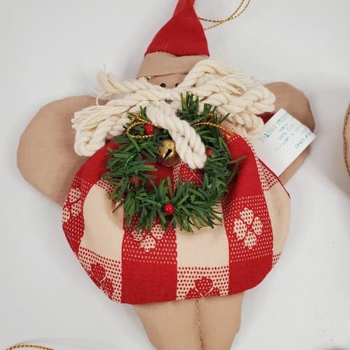 4 Delton Products Fabric Santa Gingerbread Christmas Ornament Made in Philippnes - Thumbnail 5