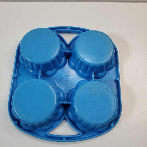 Vintage 1987 Fisher Price Fun With Food Blue Ribbed Cupcake Tray - Thumbnail 4