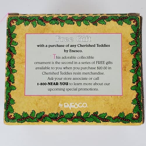 1995 Enesco Cherished Teddies Resin Bear in a Sleigh Sled Hanging Ornament - Thumbnail 4