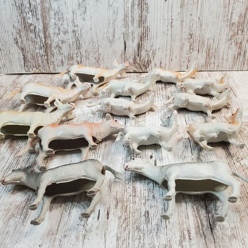13 Vintage Unbranded Lightweight Plastic Farm Animal Toy Figure Cow Calf Donkey - Thumbnail 7